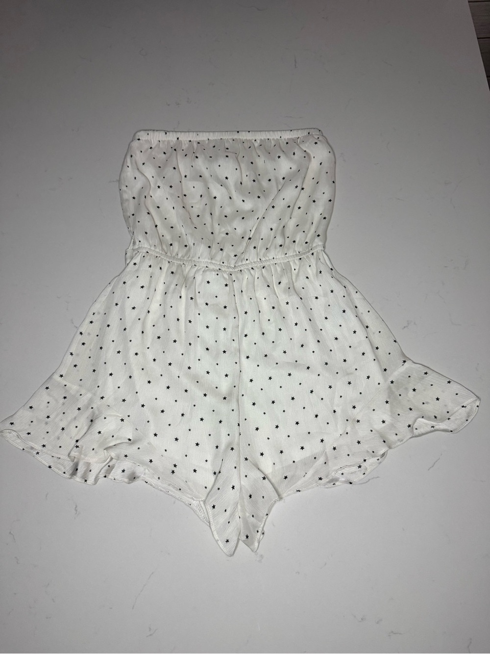 Ivory Star-Print Strapless Romper